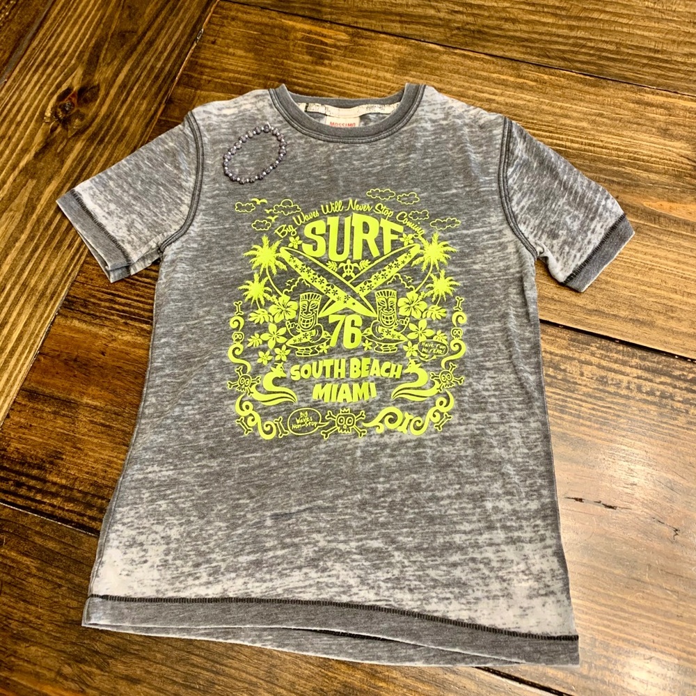 Mossimo Boys Ombré Grey and Neon Green T-Shirt (S)
